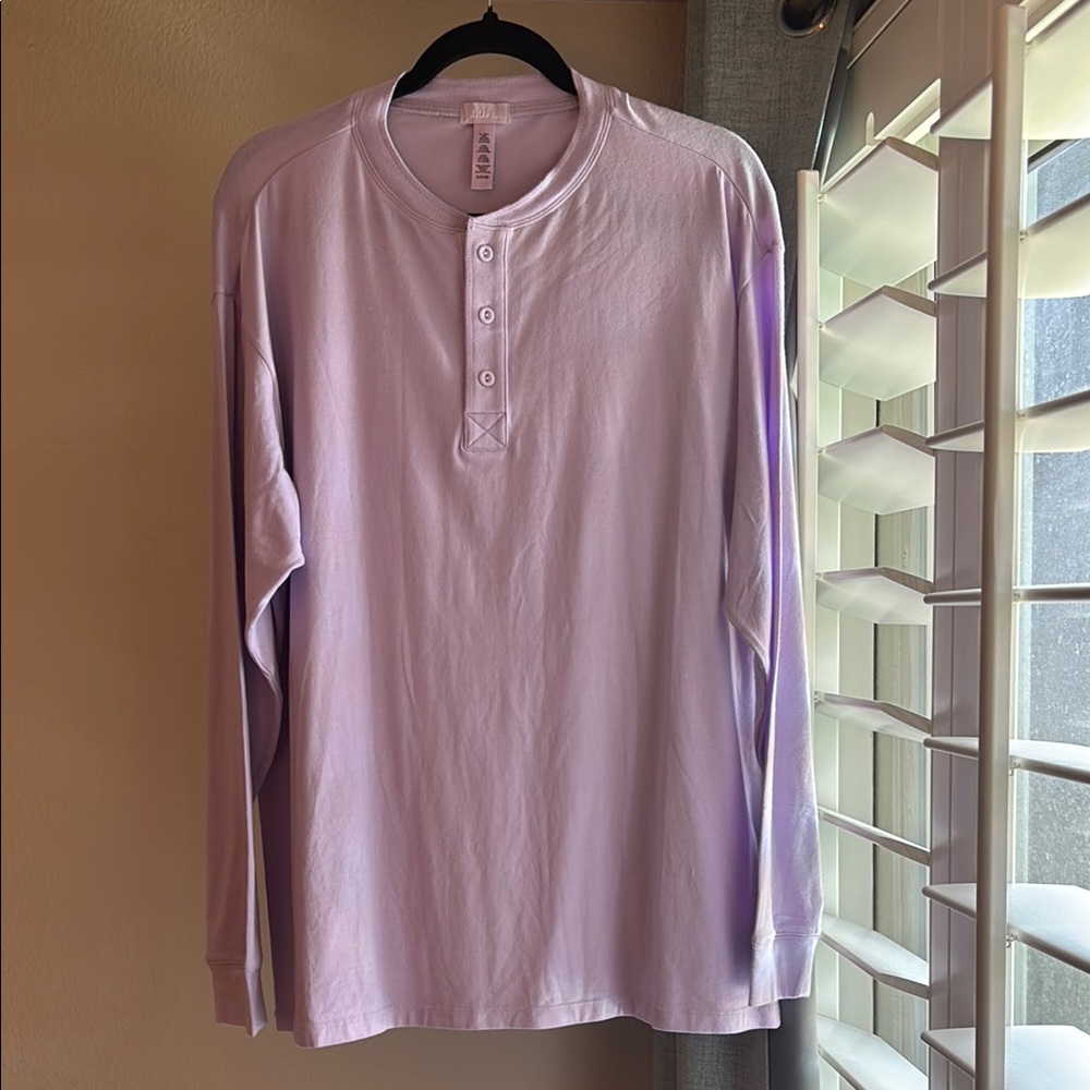 Skims Lavender Long Sleeve Henley Shirt